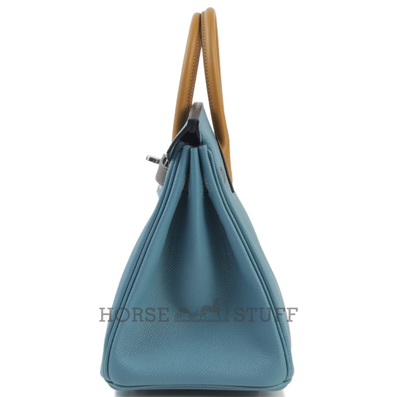Hermès Birkin 25 Limited Edition Tricolor Blue Jean / Sesame / Ecorce Epsom PHW
