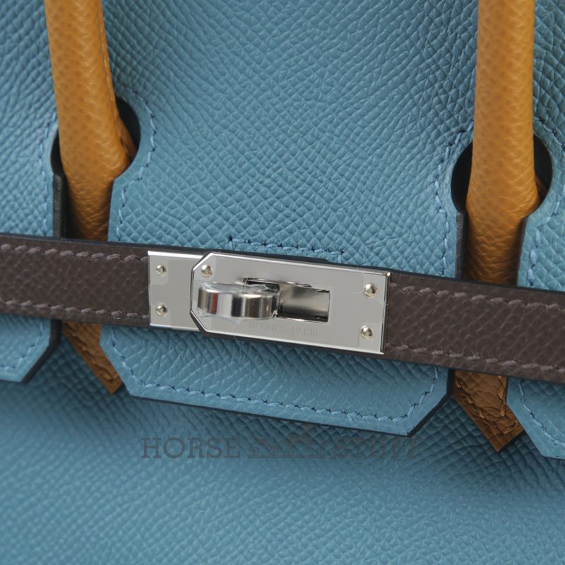 Hermès Birkin 25 Limited Edition Tricolor Blue Jean / Sesame / Ecorce Epsom PHW
