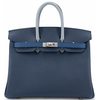 Hermès Birkin 25 Limited Edition Tricolor Blue Tie / Gris Pantin / Blue Abysse Epsom PHW