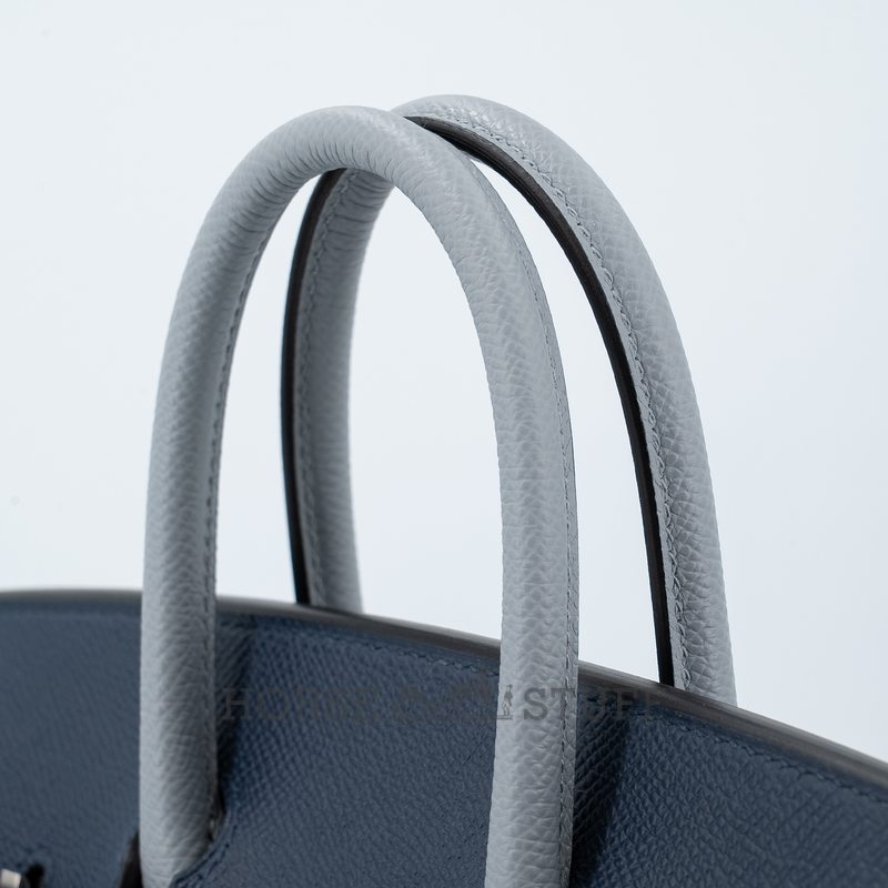 Hermès Birkin 25 Limited Edition Tricolor Blue Tie / Gris Pantin / Blue Abysse Epsom PHW
