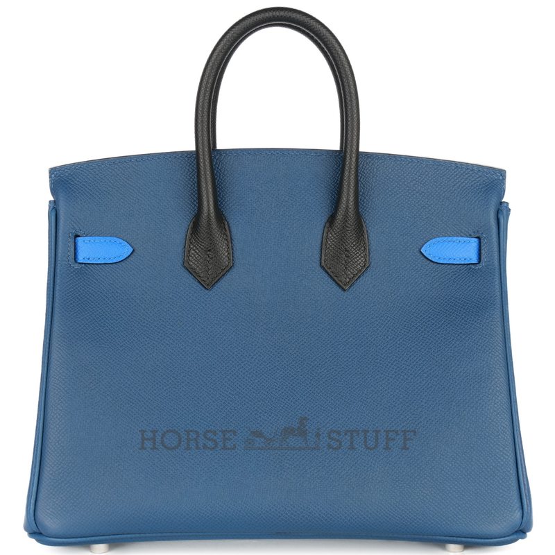 Hermès Birkin 25 Limited Edition Tricolor Deep Bleu / Bleu Hydra / Black Epsom PHW