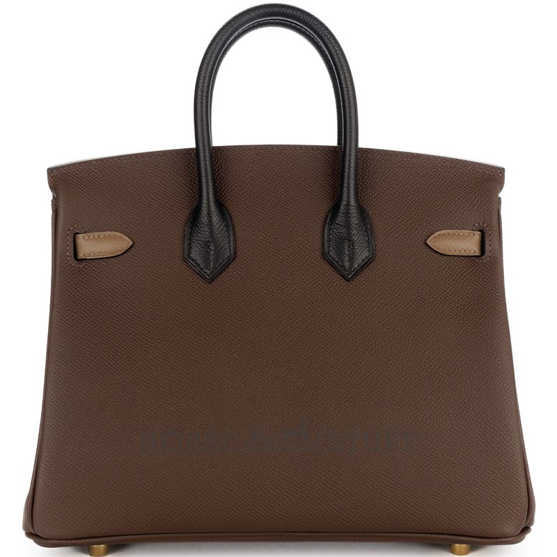 Hermès Birkin 25 Limited Edition Tricolor Ecorce / Etoupe / Black Epsom GHW