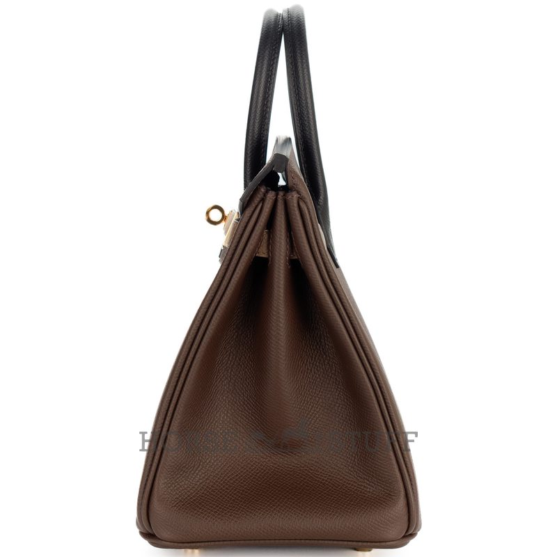 Hermès Birkin 25 Limited Edition Tricolor Ecorce / Etoupe / Black Epsom GHW