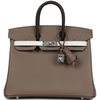 Hermès Birkin 25 Limited Edition Tricolor Etoupe / Ebene / Gris Pale Epsom PHW