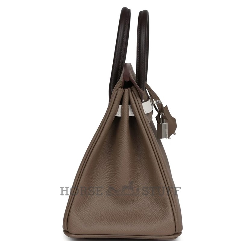 Hermès Birkin 25 Limited Edition Tricolor Etoupe / Ebene / Gris Pale Epsom PHW