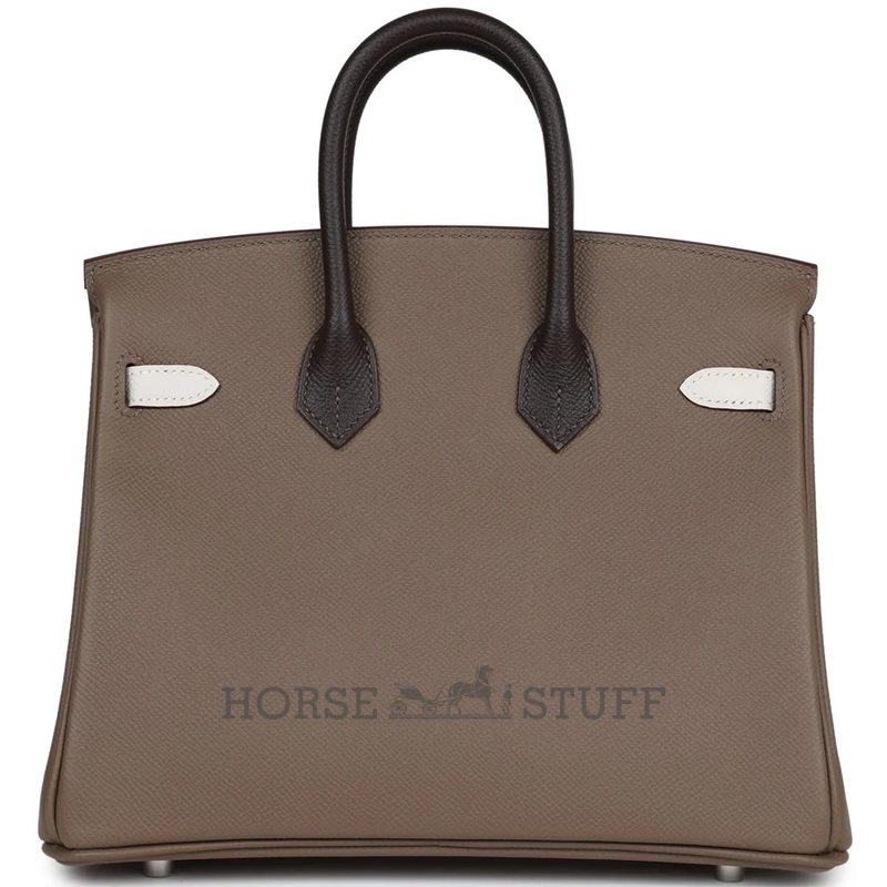 Hermès Birkin 25 Limited Edition Tricolor Etoupe / Ebene / Gris Pale Epsom PHW