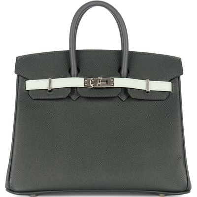 Hermès Birkin 25 Limited Edition Tricolor Vert Fonce / Ardoise / Vert Peppermint Epsom PHW