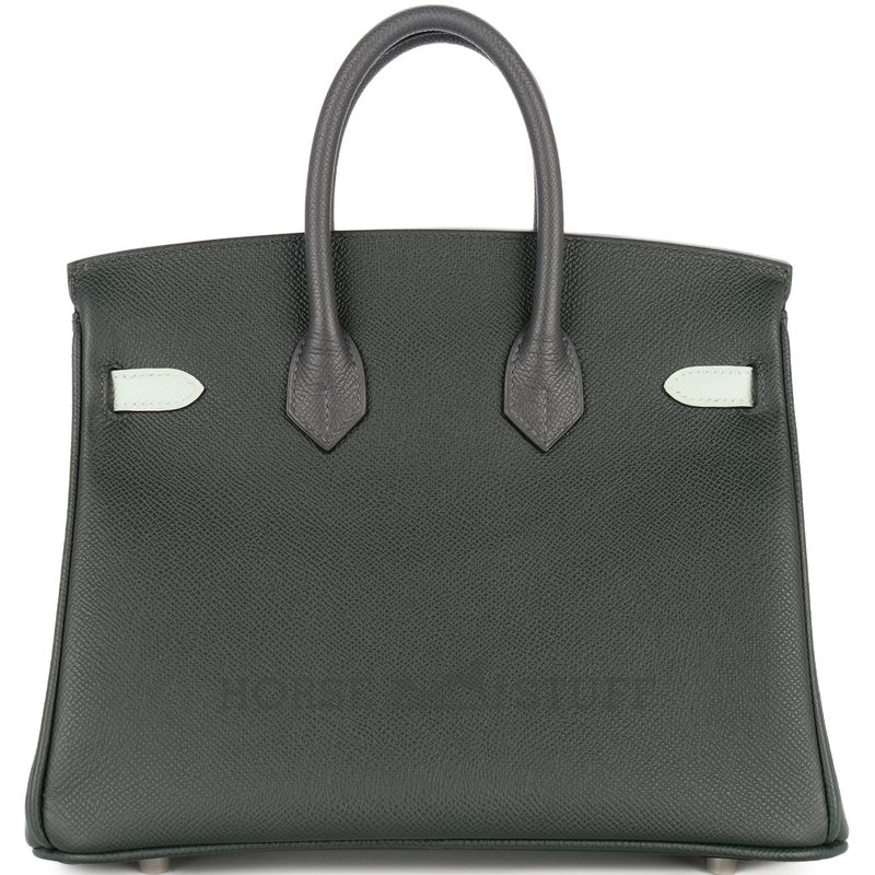 Hermès Birkin 25 Limited Edition Tricolor Vert Fonce / Ardoise / Vert Peppermint Epsom PHW