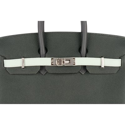 Hermès Birkin 25 Limited Edition Tricolor Vert Fonce / Ardoise / Vert Peppermint Epsom PHW