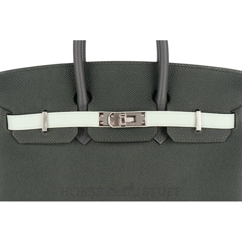 Hermès Birkin 25 Limited Edition Tricolor Vert Fonce / Ardoise / Vert Peppermint Epsom PHW