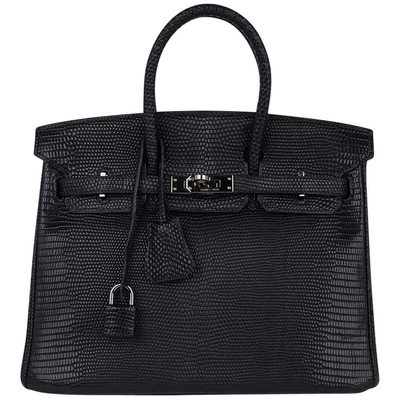 Hermès Birkin 25 Black Matte Niloticus Lizard PHW