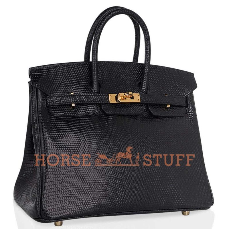 Hermès Birkin 25 Black Shiny Niloticus Lizard GHW