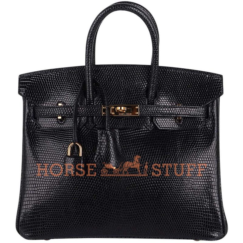 Hermès Birkin 25 Black Shiny Niloticus Lizard GHW