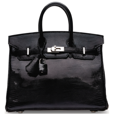 Hermès Birkin 25 Black Shiny Niloticus Lizard PHW