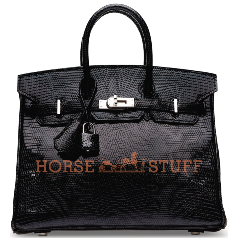 Hermès Birkin 25 Black Shiny Niloticus Lizard PHW