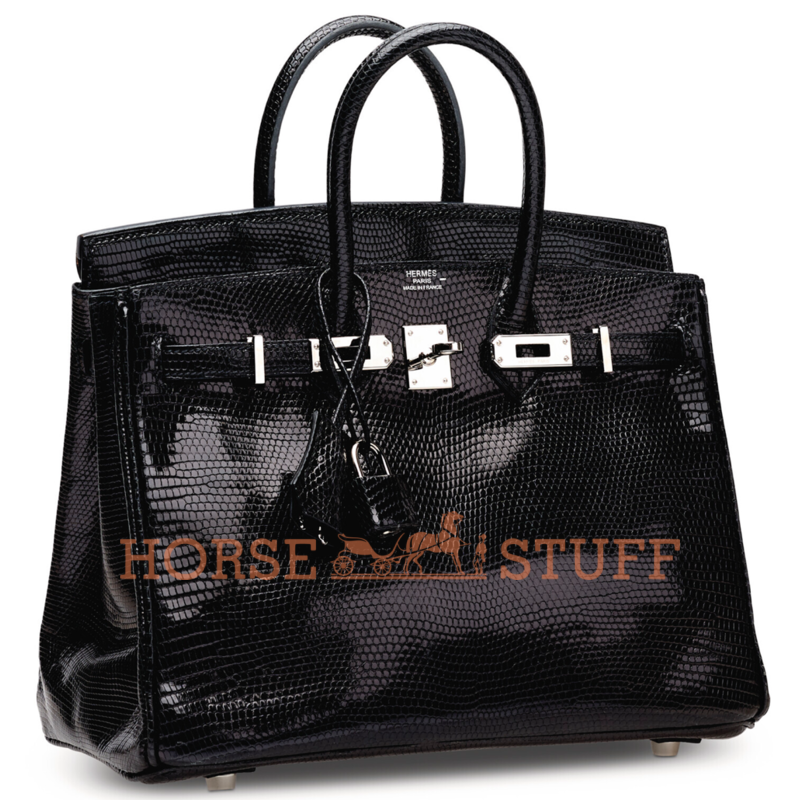 Hermès Birkin 25 Black Shiny Niloticus Lizard PHW