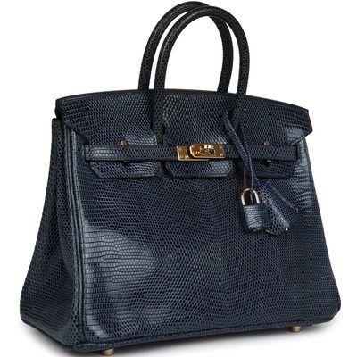HERMÈS BIRKIN 25 Blue de Malte Shiny Niloticus Lizard GHW