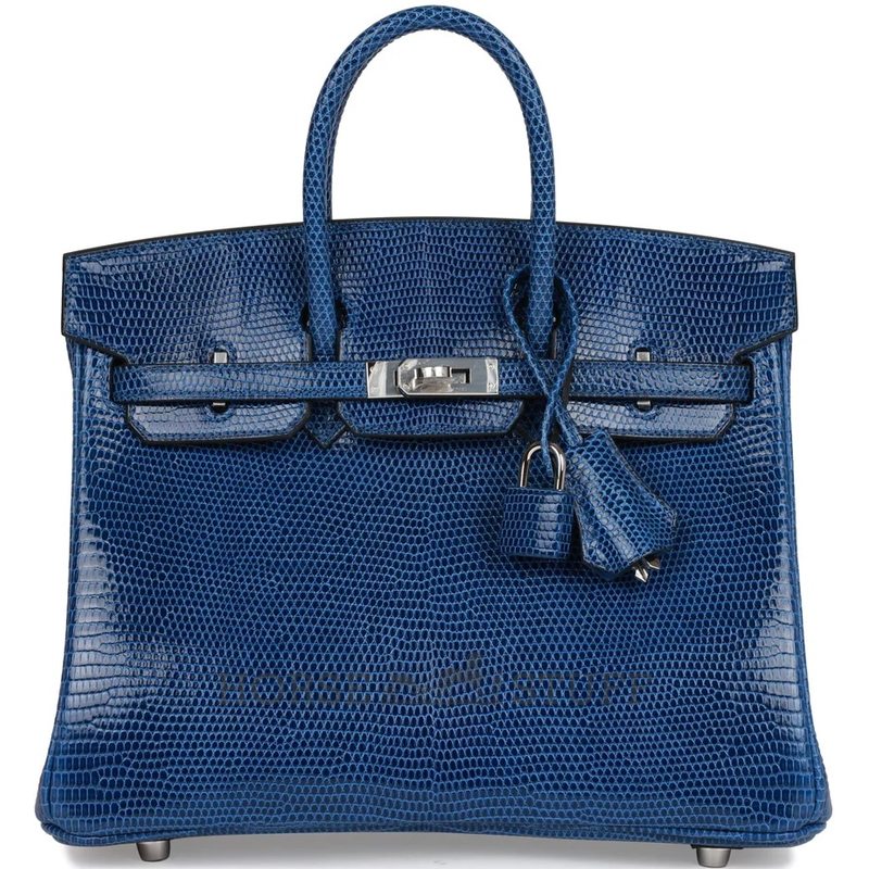 HERMÈS BIRKIN 25 Blue Sapphire Shiny Niloticus Lizard PHW