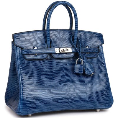 HERMÈS BIRKIN 25 Blue Sapphire Shiny Niloticus Lizard PHW