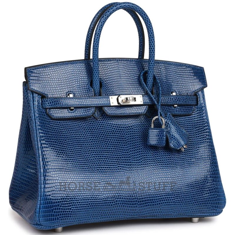 HERMÈS BIRKIN 25 Blue Sapphire Shiny Niloticus Lizard PHW