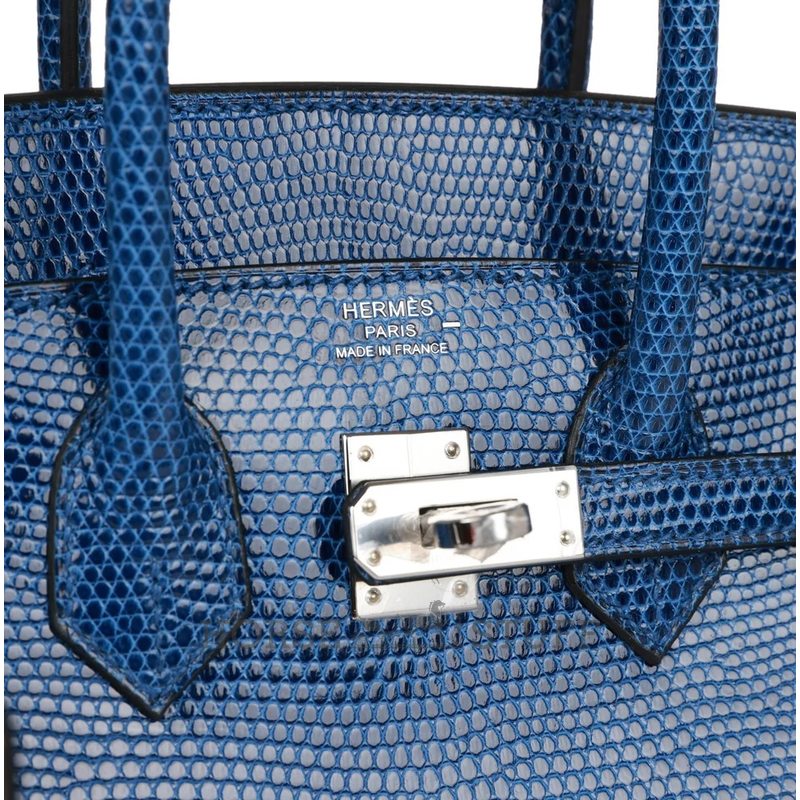 HERMÈS BIRKIN 25 Blue Sapphire Shiny Niloticus Lizard PHW