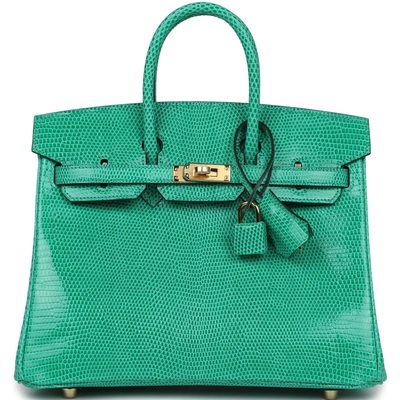 HERMÈS BIRKIN 25 Menthe Shiny Niloticus Lizard GHW