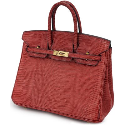 HERMÈS BIRKIN 25 Rouge H Shiny Niloticus Lizard GHW