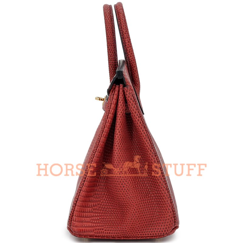 HERMÈS BIRKIN 25 Rouge H Shiny Niloticus Lizard GHW