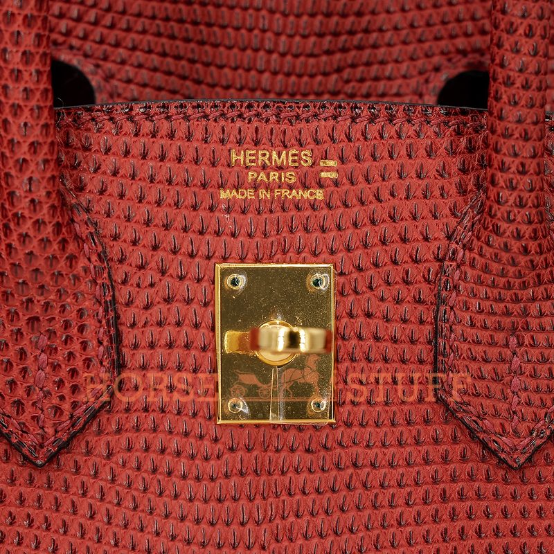 HERMÈS BIRKIN 25 Rouge H Shiny Niloticus Lizard GHW