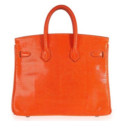 Hermès Birkin 25 Tangerine Shiny Niloticus Lizard PHW