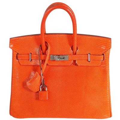 Hermès Birkin 25 Tangerine Shiny Niloticus Lizard PHW