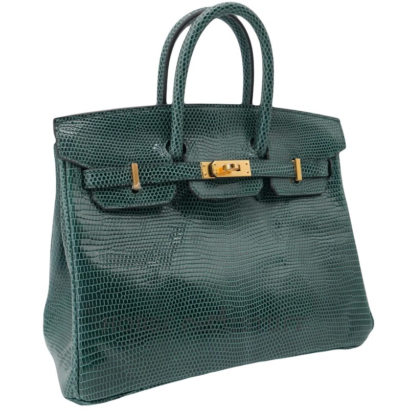 HERMÈS BIRKIN 25 Vert Cypress Shiny Niloticus Lizard GHW