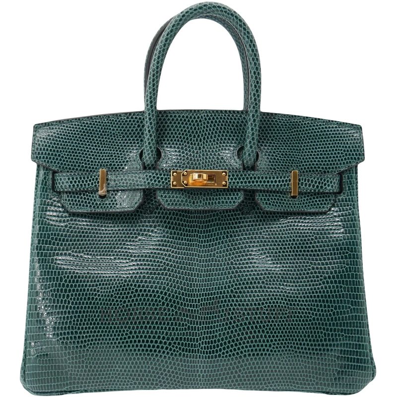HERMÈS BIRKIN 25 Vert Cypress Shiny Niloticus Lizard GHW