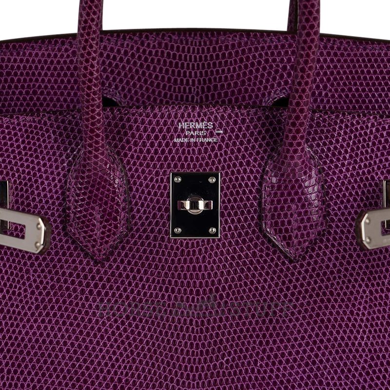 Hermès Birkin 25 Violet Shiny Niloticus Lizard PHW