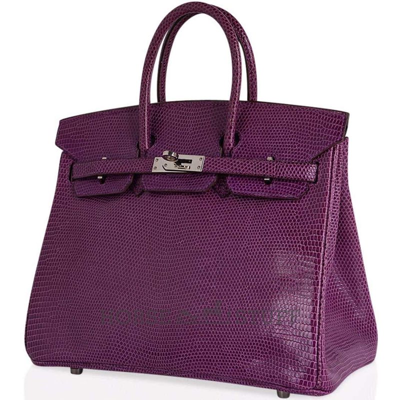 Hermès Birkin 25 Violet Shiny Niloticus Lizard PHW