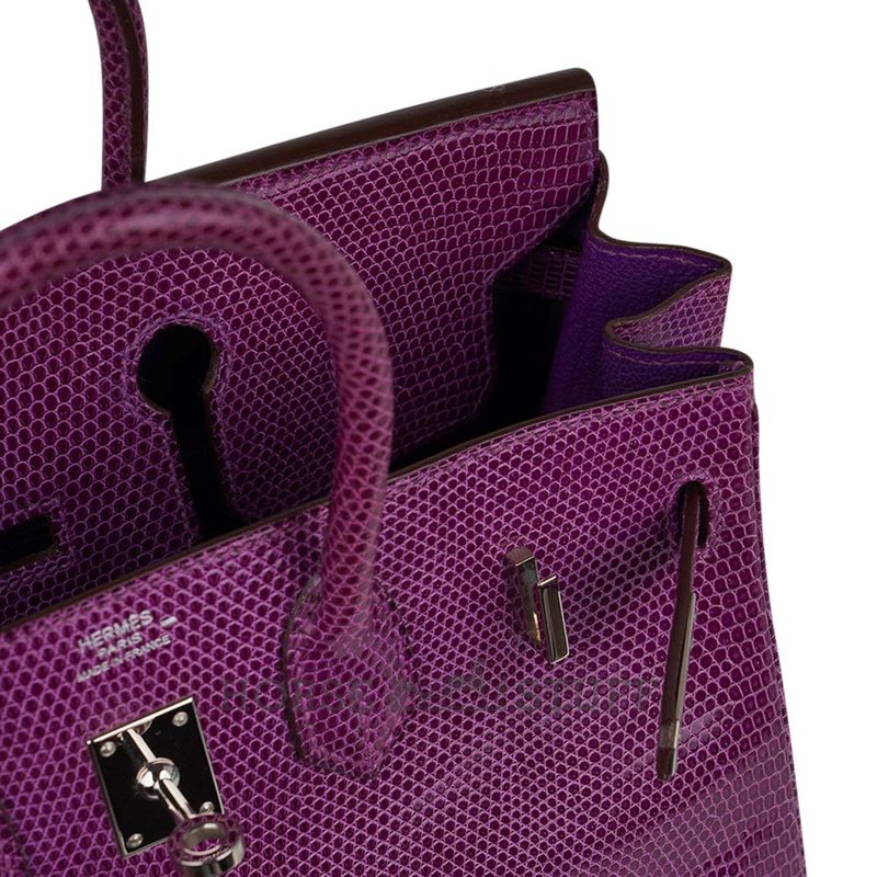 Hermès Birkin 25 Violet Shiny Niloticus Lizard PHW
