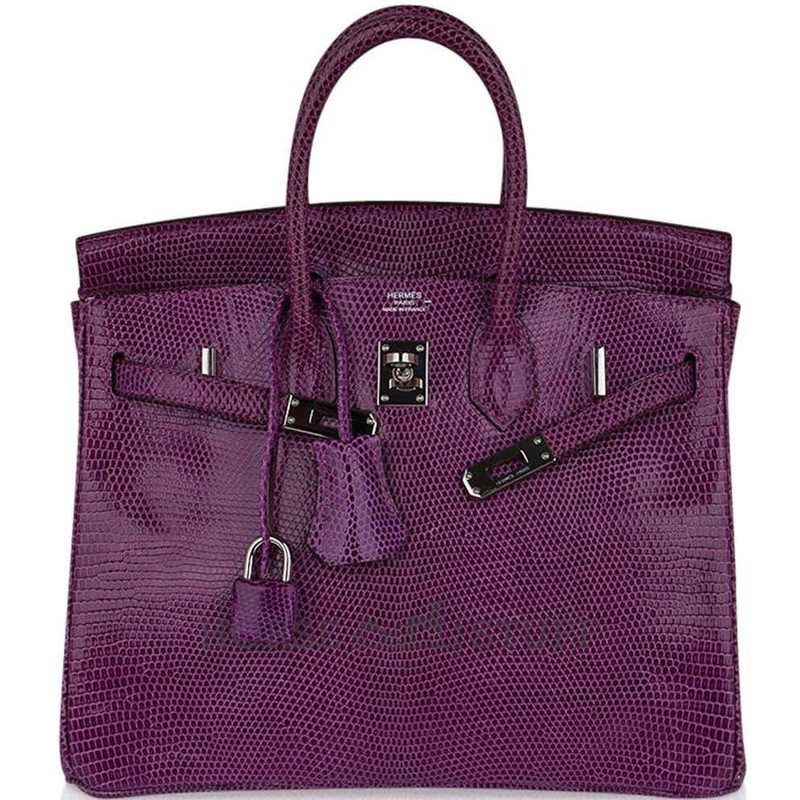 Hermès Birkin 25 Violet Shiny Niloticus Lizard PHW