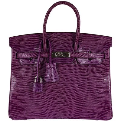 Hermès Birkin 25 Violet Shiny Niloticus Lizard PHW