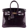 Hermès Birkin 25 Aubergine Lisse Crocodile Niloticus GHW