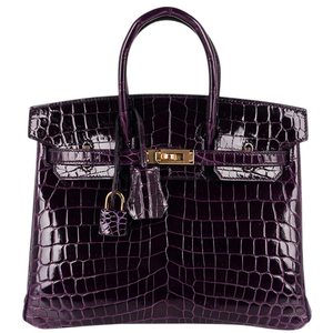 Hermès Birkin 25 Aubergine Lisse Crocodile Niloticus GHW