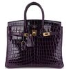 Hermès Birkin 25 Aubergine Lisse Crocodile Niloticus GHW