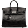 Hermès Birkin 25 Black Matte Crocodile Niloticus White 18K Gold, Diamonds