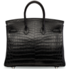 Hermès Birkin 25 Black Matte Crocodile Niloticus White 18K Gold, Diamonds