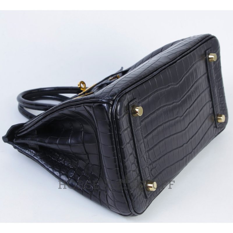 Hermès Birkin 25 Black Matte Crocodile Niloticus GHW