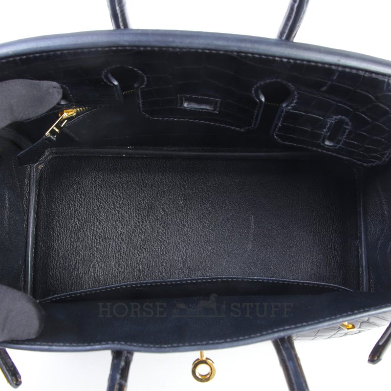 Hermès Birkin 25 Black Matte Crocodile Niloticus GHW