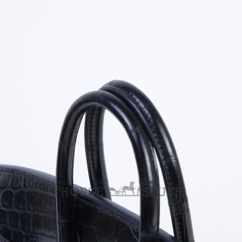 Hermès Birkin 25 Black Matte Crocodile Niloticus GHW
