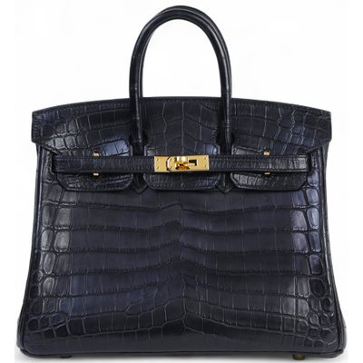 Hermès Birkin 25 Black Matte Crocodile Niloticus GHW