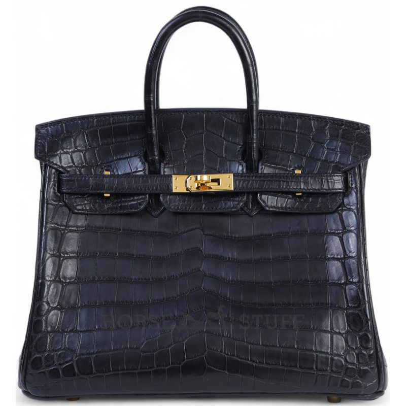 Hermès Birkin 25 Black Matte Crocodile Niloticus GHW