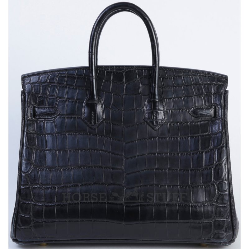Hermès Birkin 25 Black Matte Crocodile Niloticus GHW