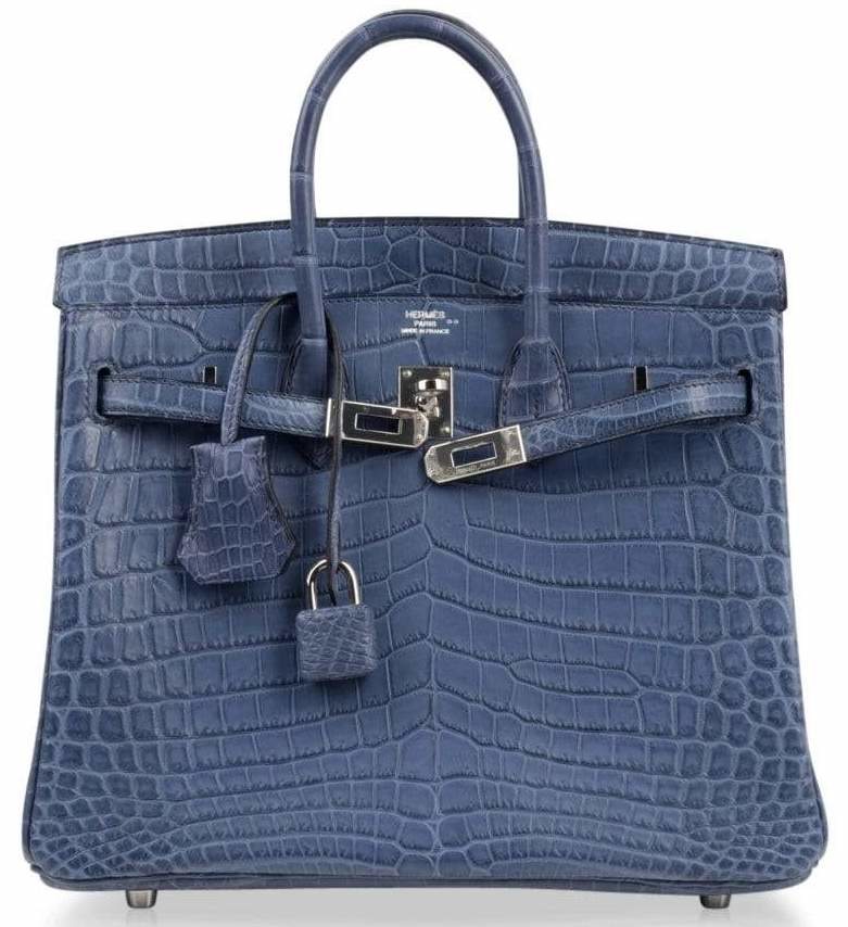 Hermès Birkin 25 Blue Brighton Matte Crocodile Niloticus PHW from 100%  authentic materials!